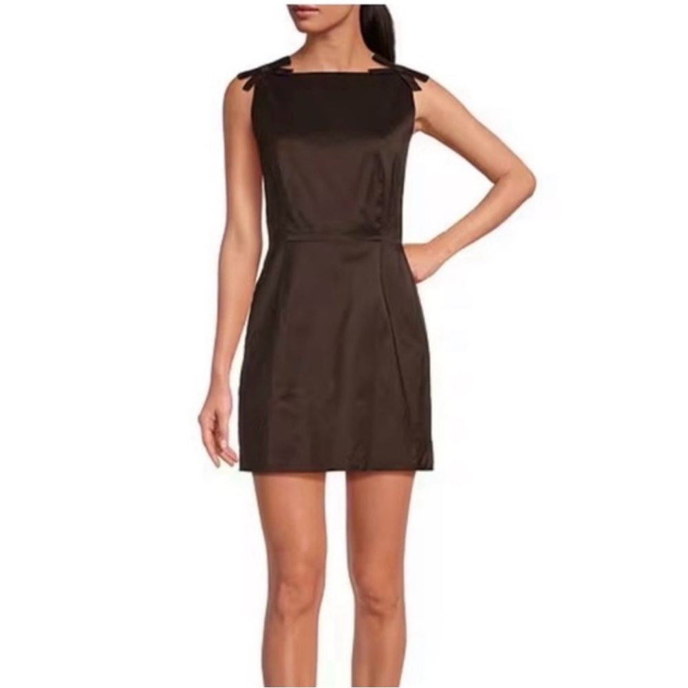 NWT Gianni Bini x Lilly Sisto Blakely Taffeta Boat Neck Bow Detail Mini Dress - Picture 4 of 8